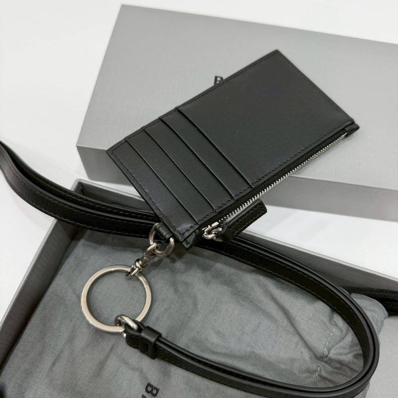 BALENCIAGA 巴黎世家 黑色 掛脖 吊繩 證件夾 證件包 卡包 卡夾 零錢包 皮夾 錢夾-1