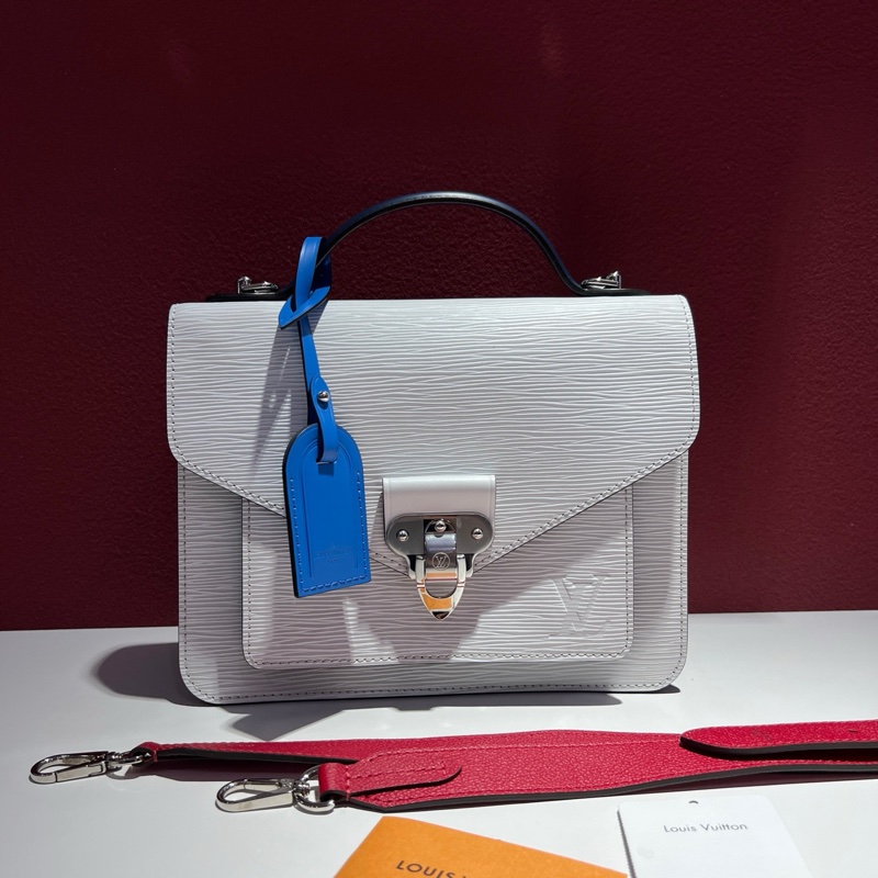 路易威登/Louis Vuitton  Neo Monceau 白色水波紋郵差包 長：25 cm 寬：8 cm 高：16 cm 。-0
