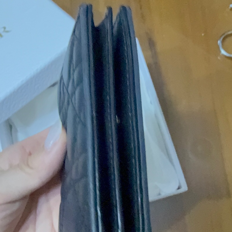 🩶全配 DIOR 經典Lady Dior系列藤格紋圖案小羊皮暗釦短夾(黑色)-18