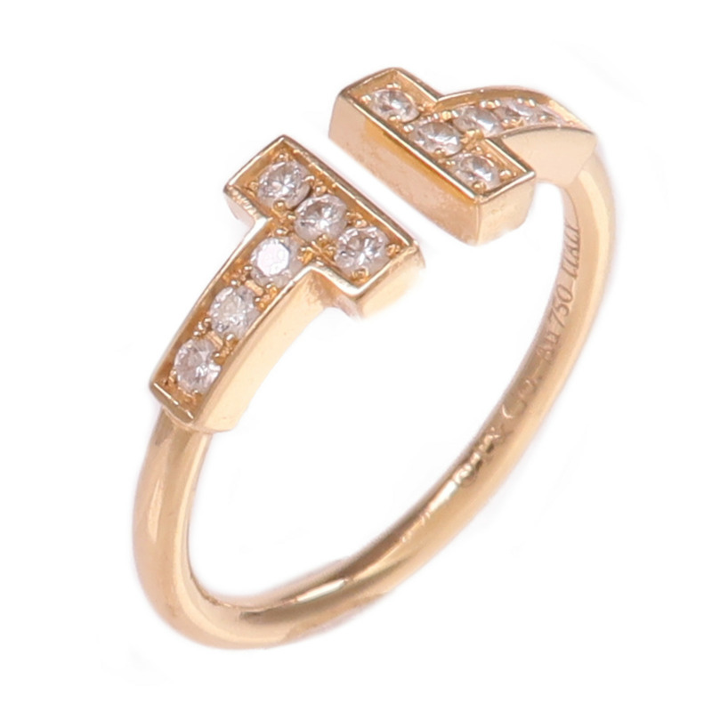 TIFFANY＆CO 18K玫瑰金T Diamond Wire Ring鑽石戒指US#4.5-0