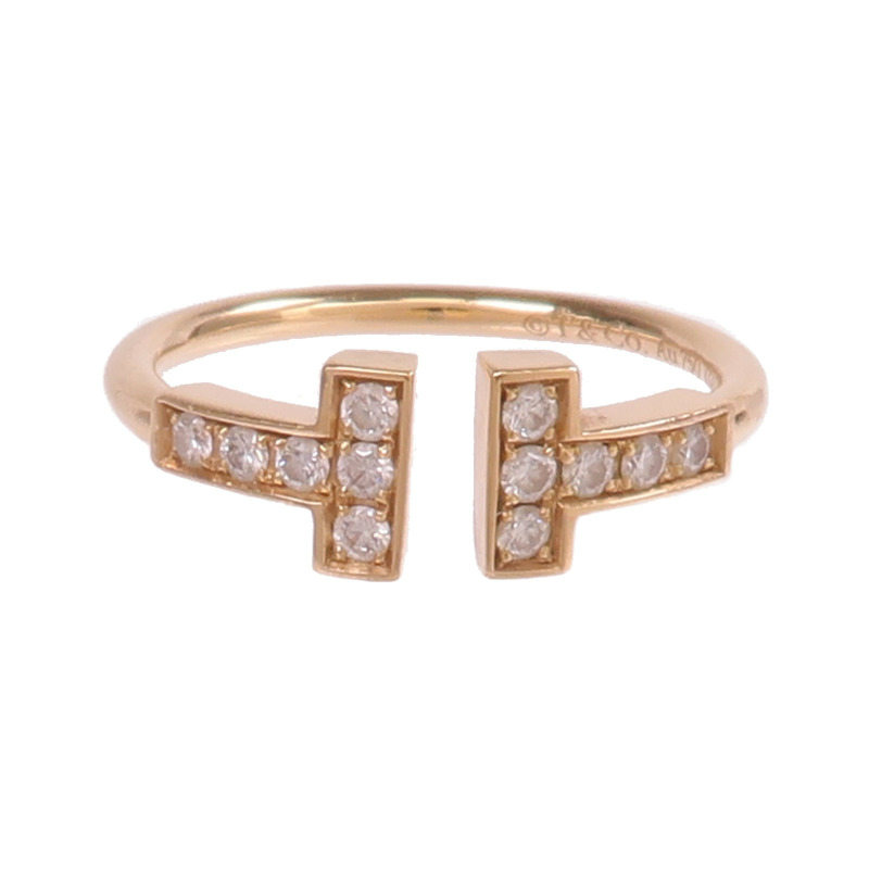 TIFFANY&CO 18K玫瑰金T Diamond Wire Ring鑽石戒指US#4.5-1