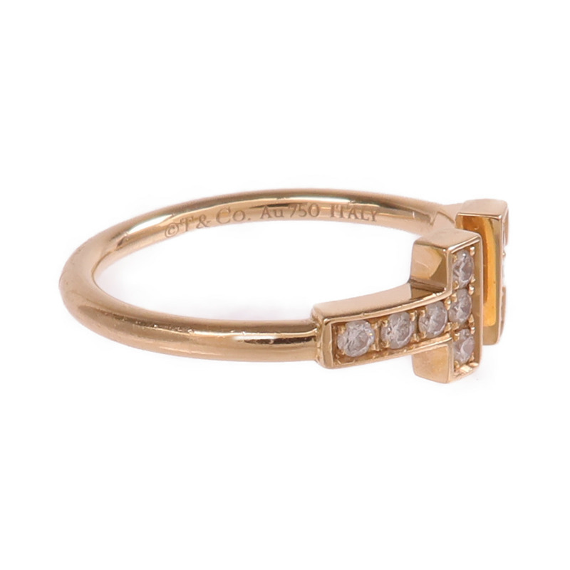 TIFFANY&CO 18K玫瑰金T Diamond Wire Ring鑽石戒指US#4.5-3