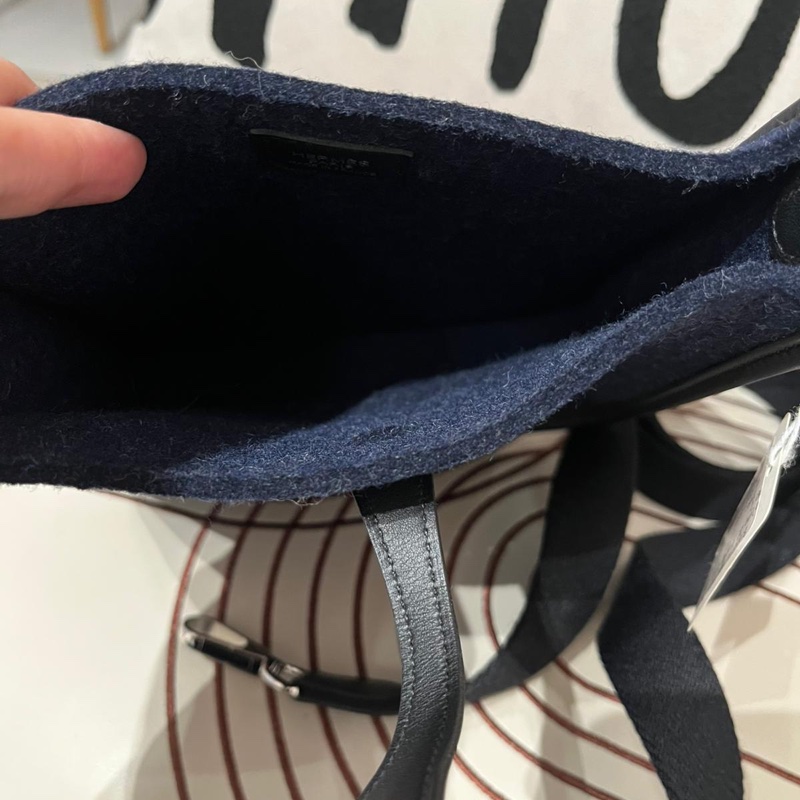 HERMES Mini Evelyne 16 ,2Z 午夜藍 Bleu Nuit牛皮 Feutre 羊毛氈銀扣,STAMP Z ,-10