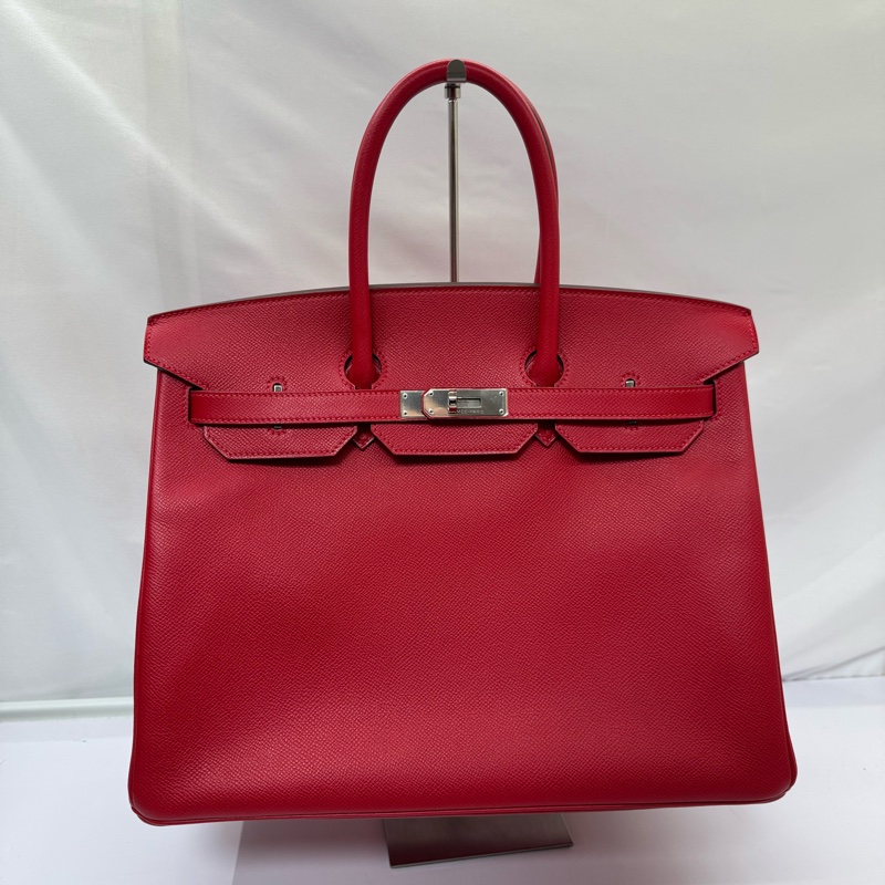 愛馬仕 HERMES  柏金35公分 Epsom牛皮 銀扣 Q刻 紅色手提包-0