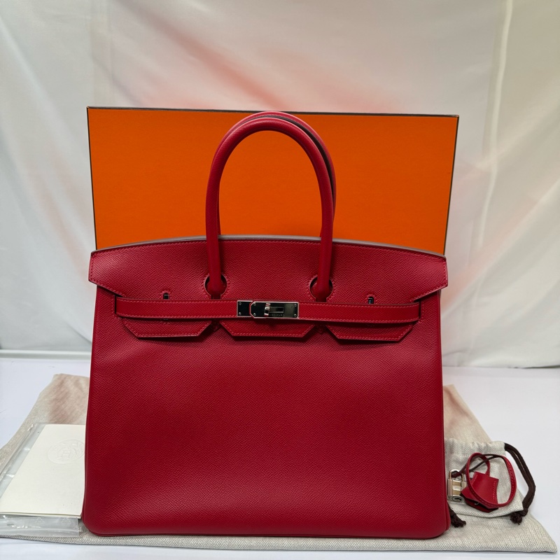 愛馬仕 HERMES  柏金35公分 Epsom牛皮 銀扣 Q刻 紅色手提包-2