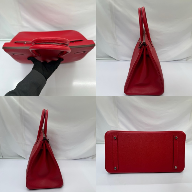 愛馬仕 HERMES  柏金35公分 Epsom牛皮 銀扣 Q刻 紅色手提包-3