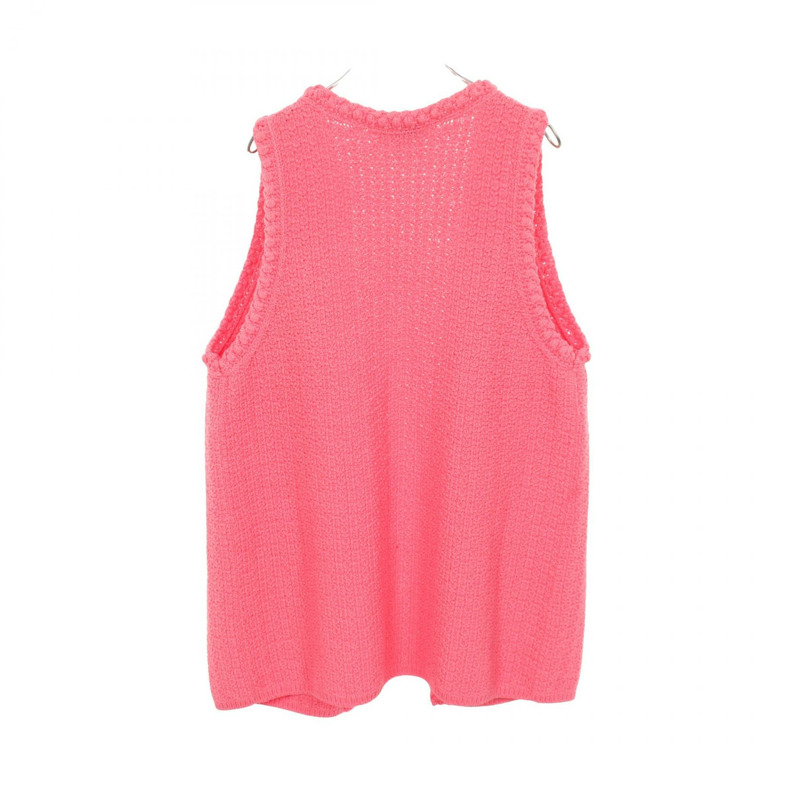 香奈兒 COCO 標誌紐帶針織背心 P72795K10459 棉粉紅 #42 二手女款-1