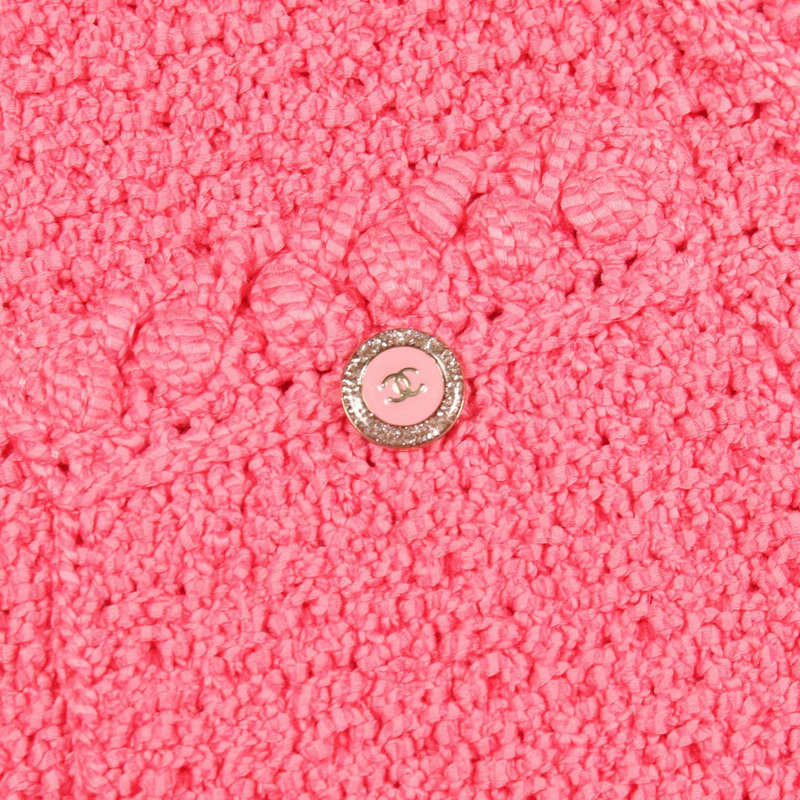 香奈兒 COCO 標誌紐帶針織背心 P72795K10459 棉粉紅 #42 二手女款-5
