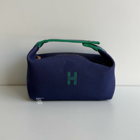 95新💙 Hermès 愛馬仕 帆布飯盒包 小號 藍色