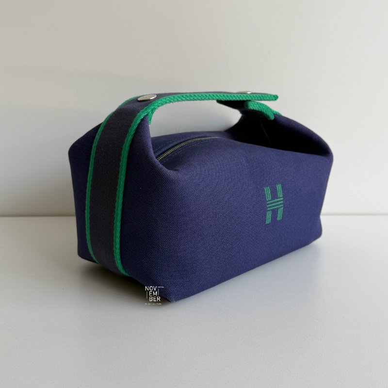 95新💙 Hermès 愛馬仕 帆布飯盒包 小號 藍色-1