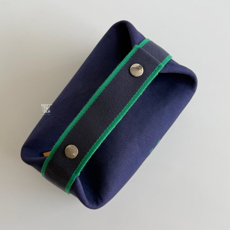 95新💙 Hermès 愛馬仕 帆布飯盒包 小號 藍色-2