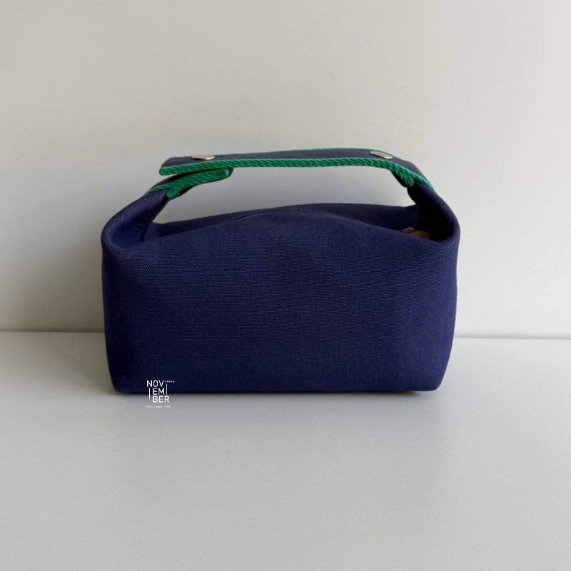 95新💙 Hermès 愛馬仕 帆布飯盒包 小號 藍色-5