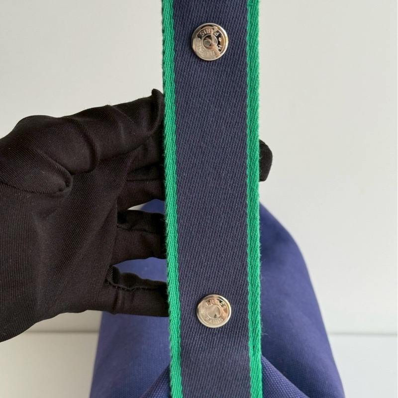 95新💙 Hermès 愛馬仕 帆布飯盒包 小號 藍色-7