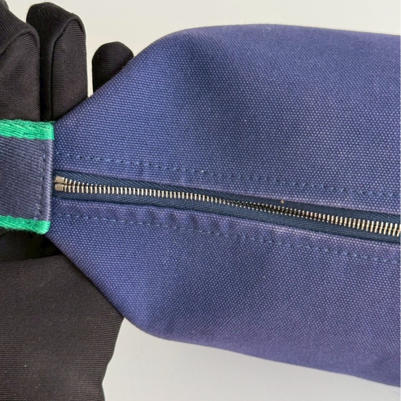 95新💙 Hermès 愛馬仕 帆布飯盒包 小號 藍色-9