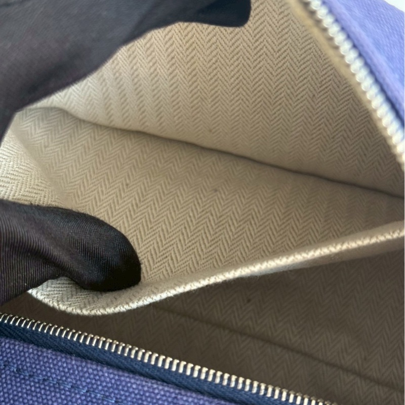 95新💙 Hermès 愛馬仕 帆布飯盒包 小號 藍色-11