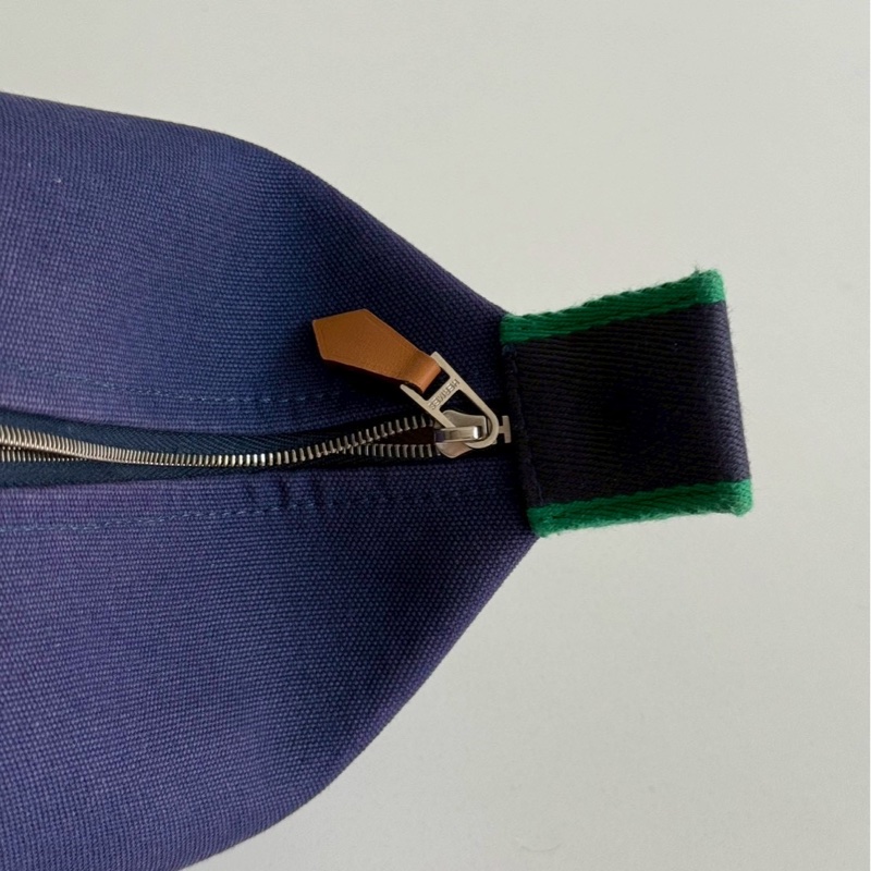 95新💙 Hermès 愛馬仕 帆布飯盒包 小號 藍色-12