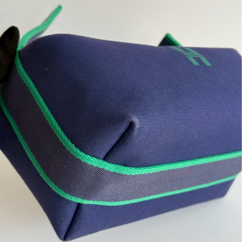 95新💙 Hermès 愛馬仕 帆布飯盒包 小號 藍色-13