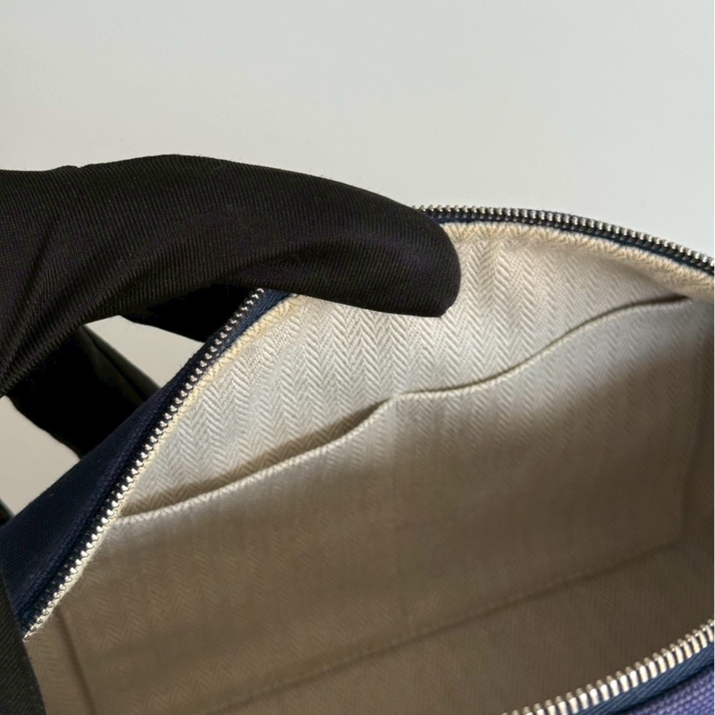 95新💙 Hermès 愛馬仕 帆布飯盒包 小號 藍色-14