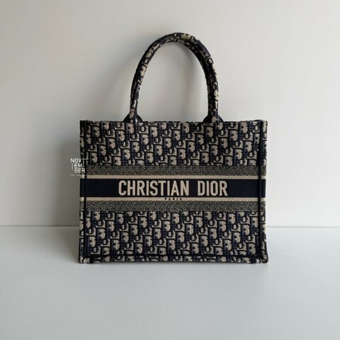 98新✨ Dior 迪奧 Book Tote 中型托特包 深藍老花💙