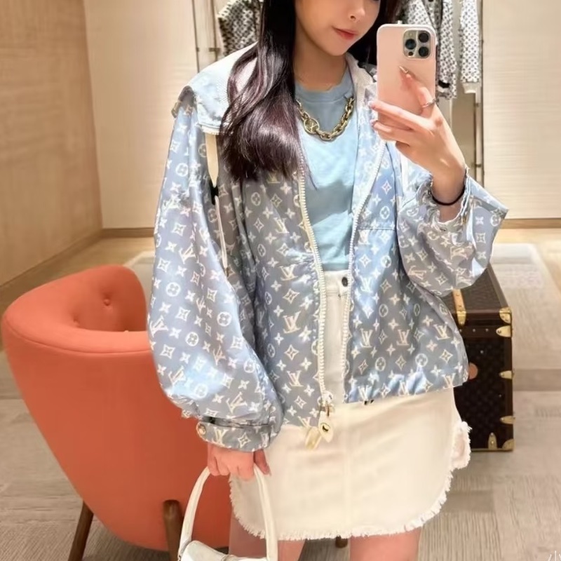 Louis Vuitton LV 老花滿版 限定款 風衣外套 藍 36號-0