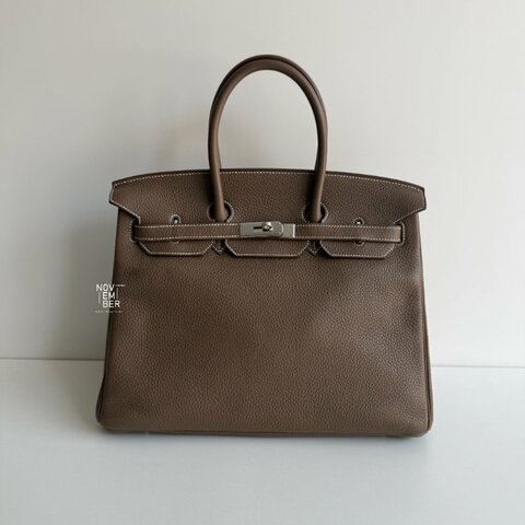 98新🤎 Hermès 愛馬仕 Birkin 35 大象灰銀釦