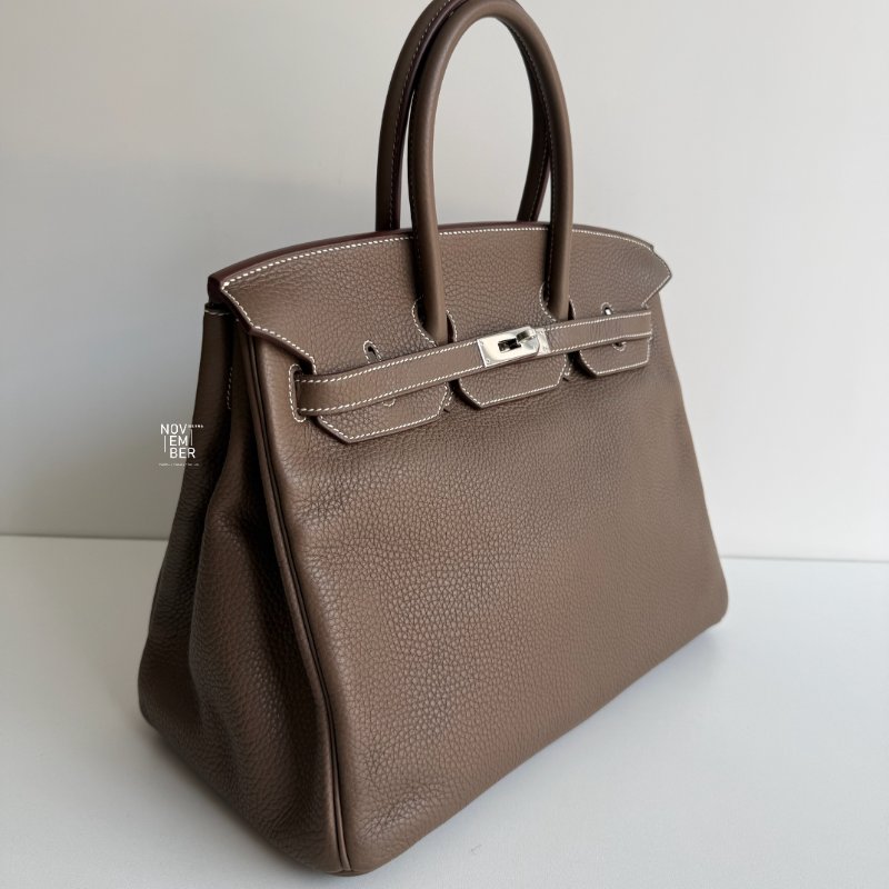 98新🤎 Hermès 愛馬仕 Birkin 35 大象灰銀釦-1