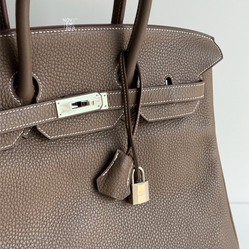 98新🤎 Hermès 愛馬仕 Birkin 35 大象灰銀釦-2