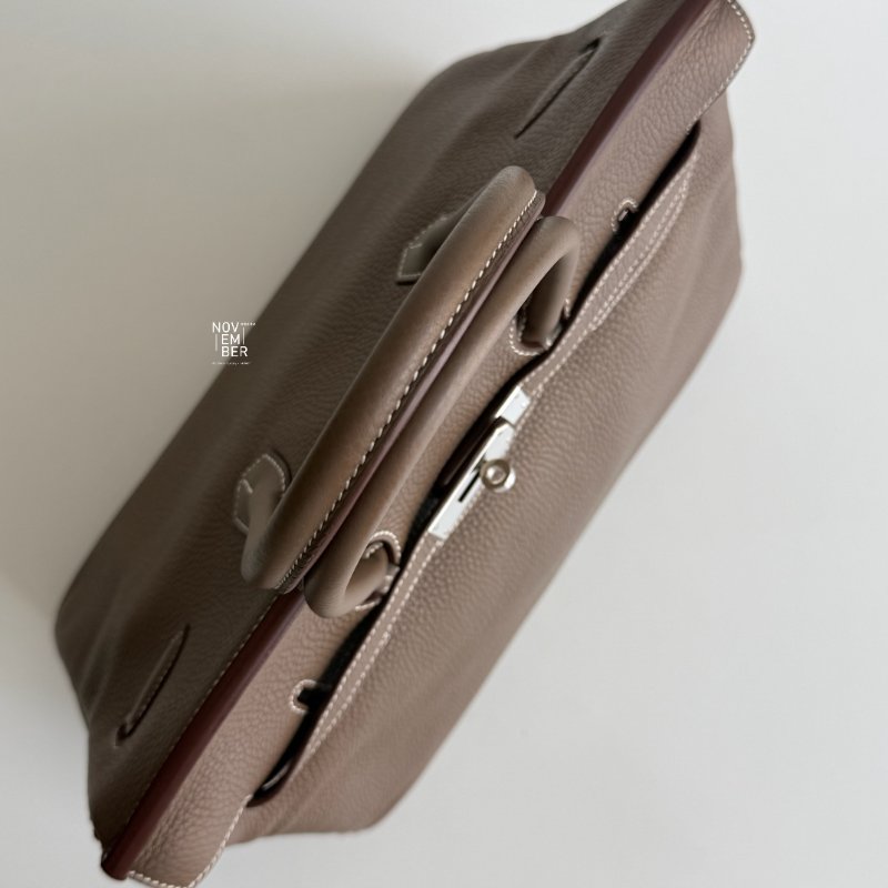 98新🤎 Hermès 愛馬仕 Birkin 35 大象灰銀釦-3