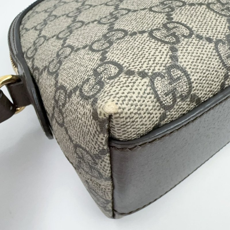 GUCCI老花拼咖啡色皮革綠紅綠織帶OPHIDIA貝殼包499621-6