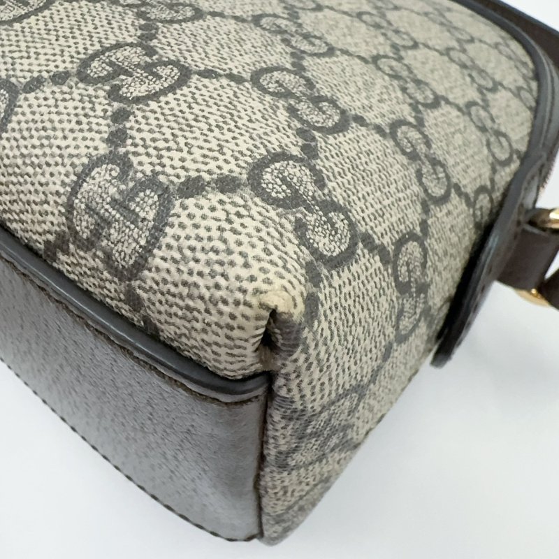 GUCCI老花拼咖啡色皮革綠紅綠織帶OPHIDIA貝殼包499621-7