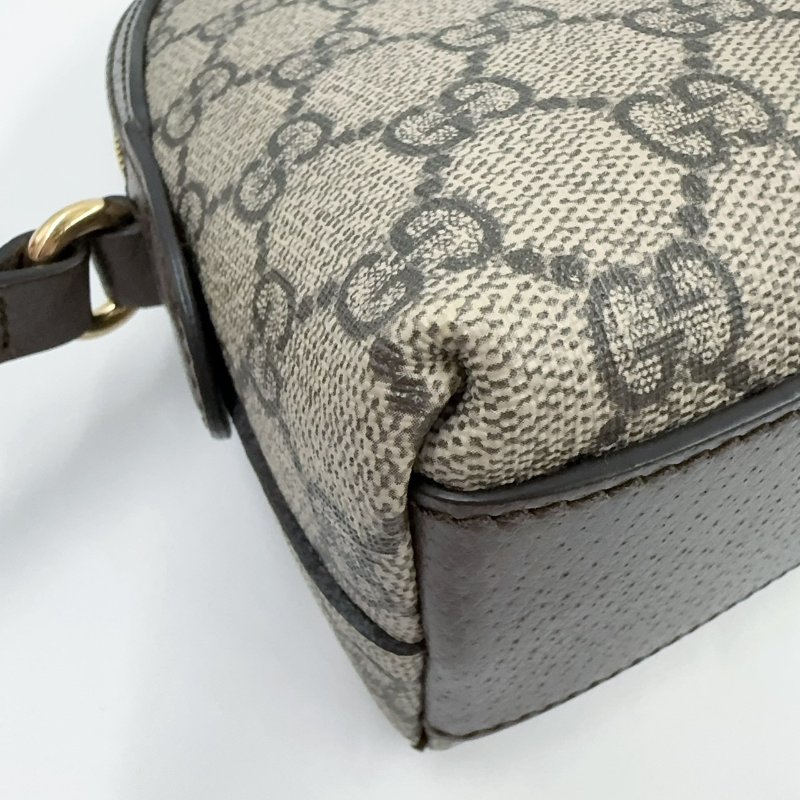 GUCCI老花拼咖啡色皮革綠紅綠織帶OPHIDIA貝殼包499621-9