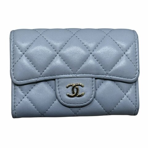 CHANEL 香奈兒 AP0214 Classic Flap Card Holder 羊皮 零錢包 莫蘭迪色 淡金釦