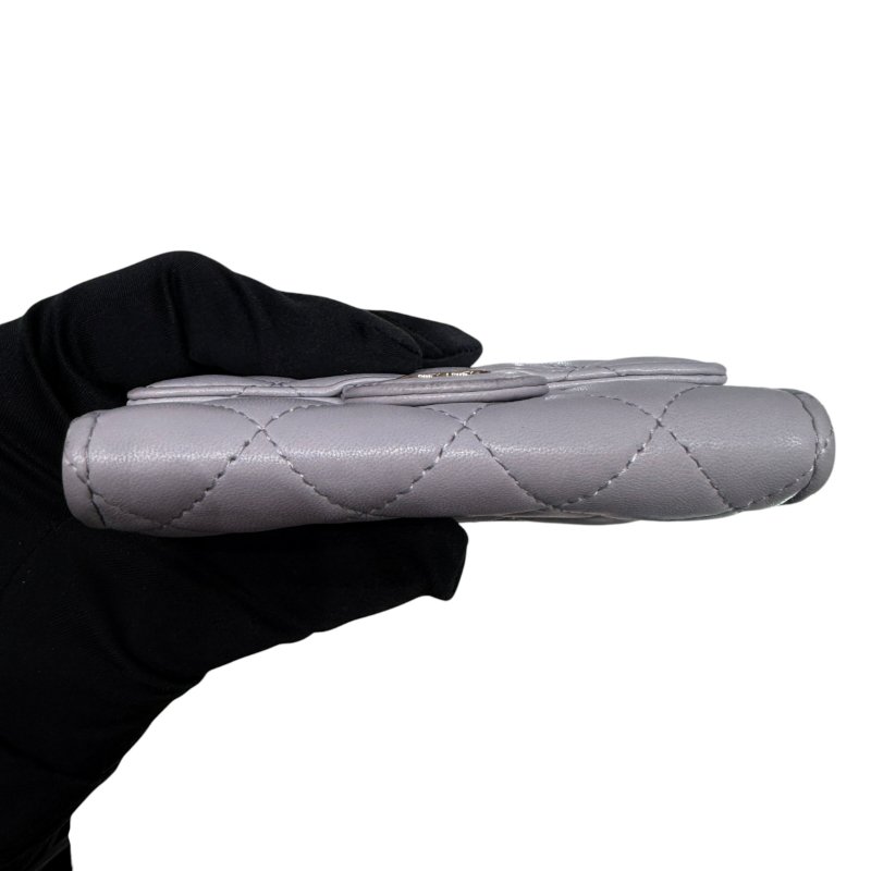 CHANEL 香奈兒 AP0214 Classic Flap Card Holder 羊皮 零錢包 莫蘭迪色 淡金釦-4