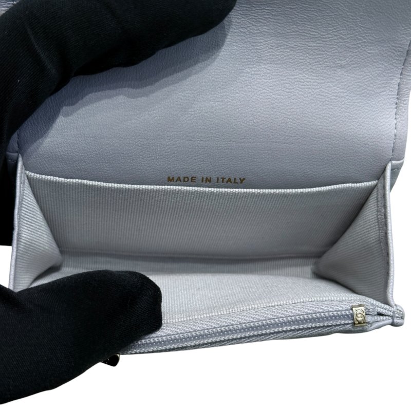 CHANEL 香奈兒 AP0214 Classic Flap Card Holder 羊皮 零錢包 莫蘭迪色 淡金釦-6