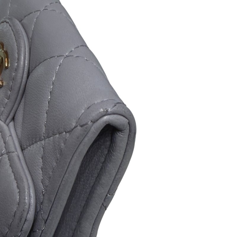 CHANEL 香奈兒 AP0214 Classic Flap Card Holder 羊皮 零錢包 莫蘭迪色 淡金釦-13