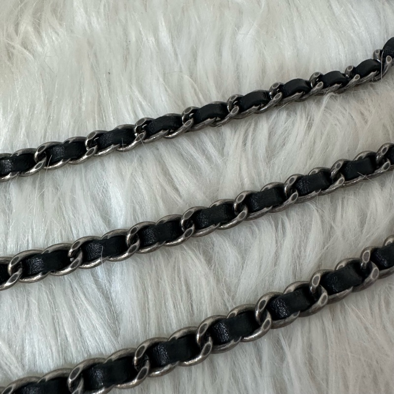 Chanel 黑皮銀釦格紋boy woc 斜背包-51