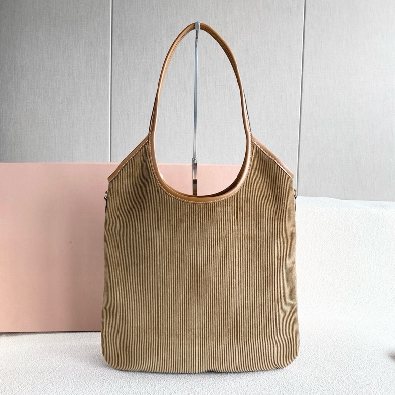 🌷全新帶保卡!Miumiu Ivy 燈芯絨托特 棕色 金扣-2