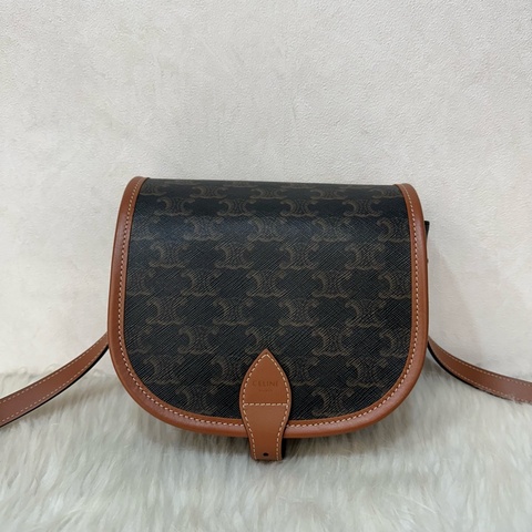 Celine 191502 老花凱旋門金釦馬鞍包 斜背包 folco triomphe