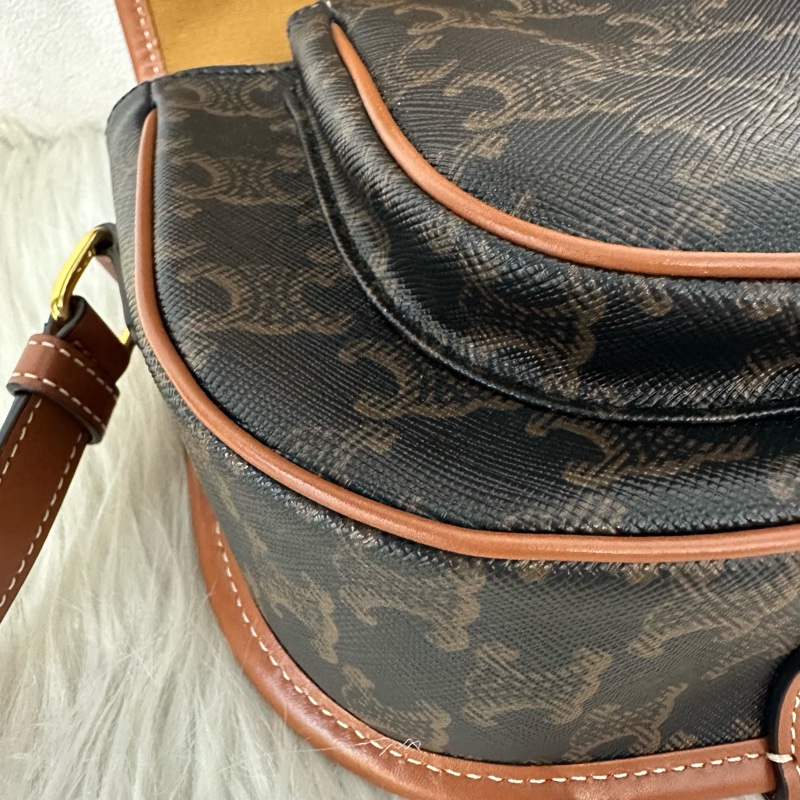 Celine 191502 老花凱旋門金釦馬鞍包 斜背包 folco triomphe-6