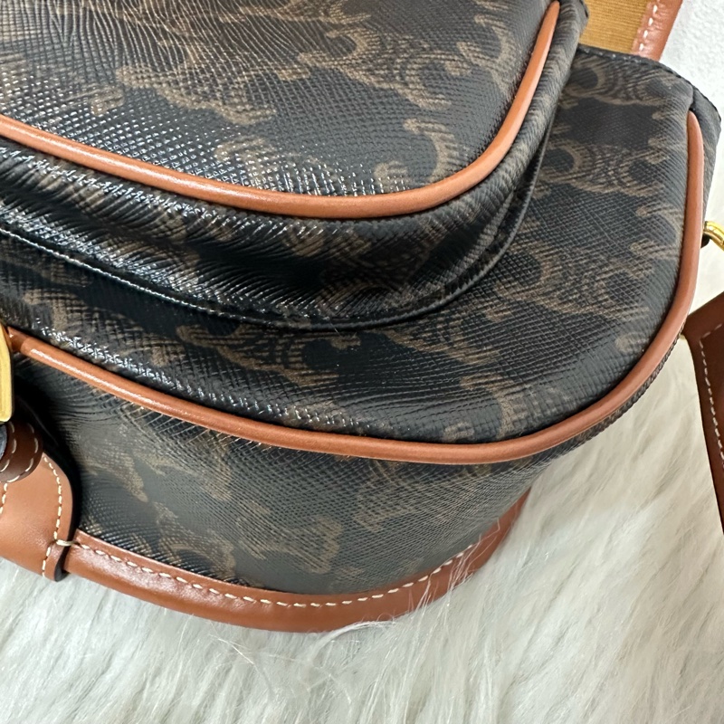 Celine 191502 老花凱旋門金釦馬鞍包 斜背包 folco triomphe-7