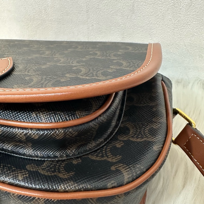 Celine 191502 老花凱旋門金釦馬鞍包 斜背包 folco triomphe-8