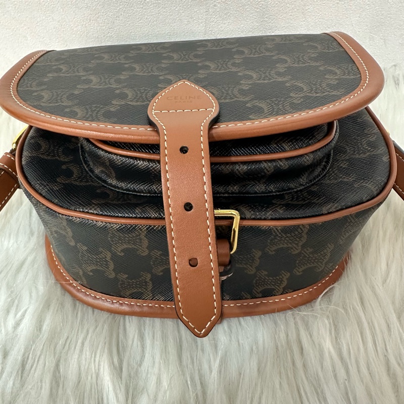 Celine 191502 老花凱旋門金釦馬鞍包 斜背包 folco triomphe-9