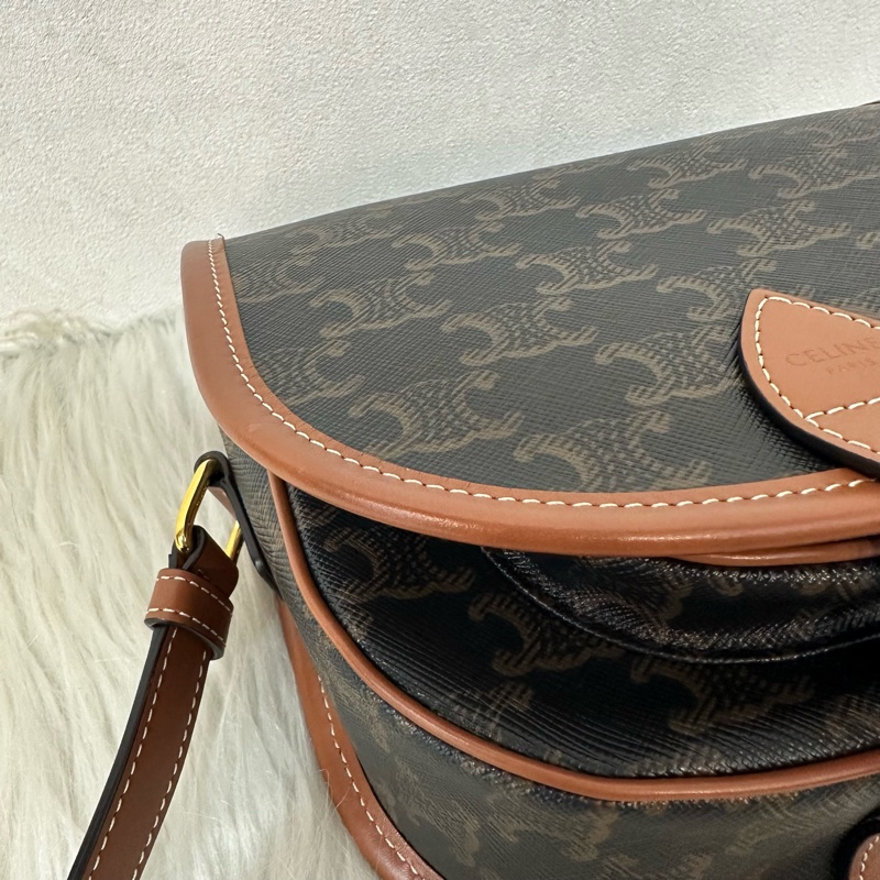 Celine 191502 老花凱旋門金釦馬鞍包 斜背包 folco triomphe-10