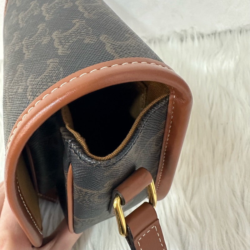 Celine 191502 老花凱旋門金釦馬鞍包 斜背包 folco triomphe-19