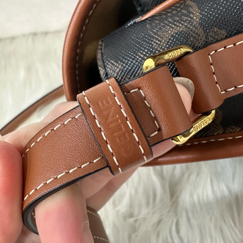 Celine 191502 老花凱旋門金釦馬鞍包 斜背包 folco triomphe-43