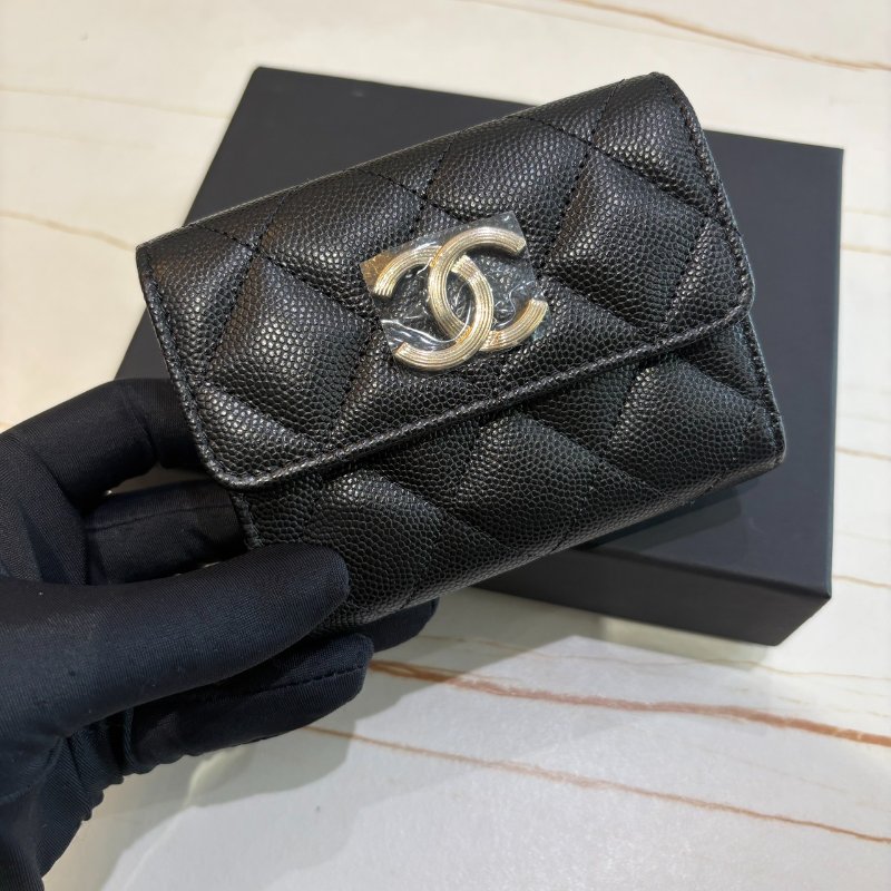 *SHIHNA名牌精品* CHANEL 大雙C 三摺卡包 絲巾暗袋 芯片款-0