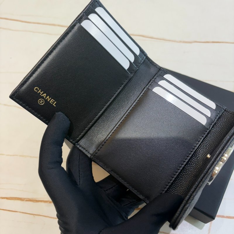 *SHIHNA名牌精品* CHANEL 大雙C 三摺卡包 絲巾暗袋 芯片款-4