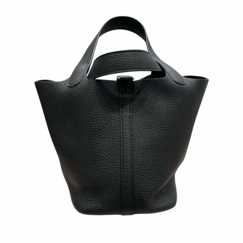 HERMES 愛馬仕 PICOTIN18 手提包 TC皮革 黑色 銀釦