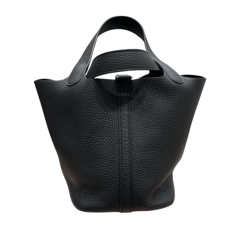 HERMES 愛馬仕 PICOTIN18 手提包 TC皮革 黑色 銀釦-0