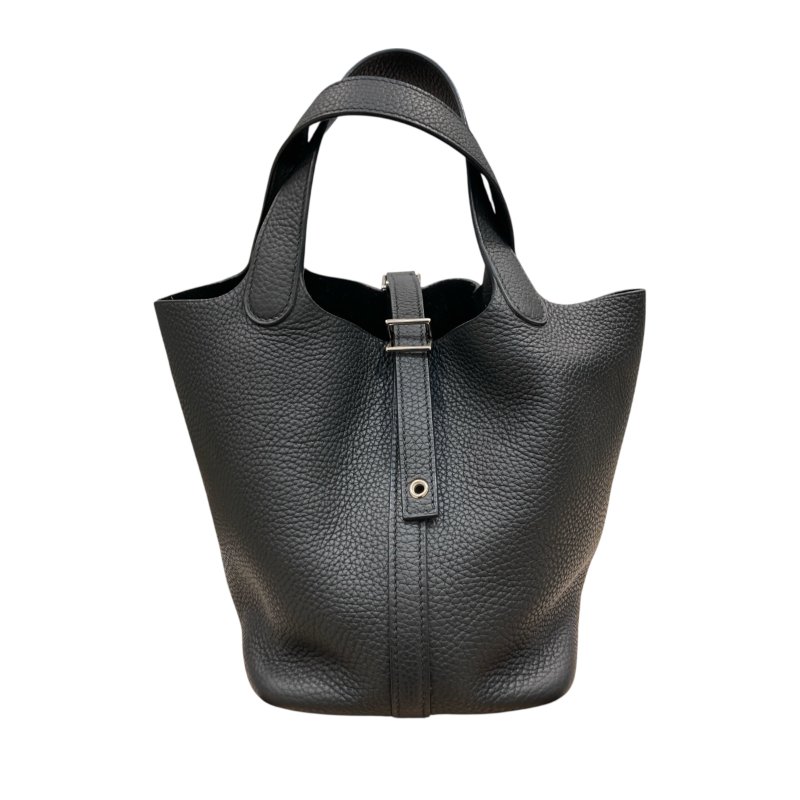 HERMES 愛馬仕 PICOTIN18 手提包 TC皮革 黑色 銀釦-1